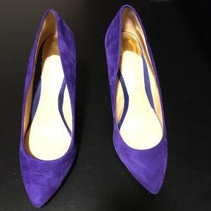 Purple Suede with Gold wedge heel